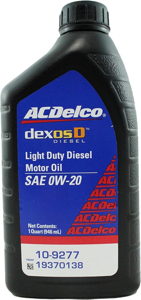 AC Delco dexosD Light Duty Diesel Motor Oil 0W-20 Synthetic Motor Oil, 7 Quarts fits 3.0 Diesel engine