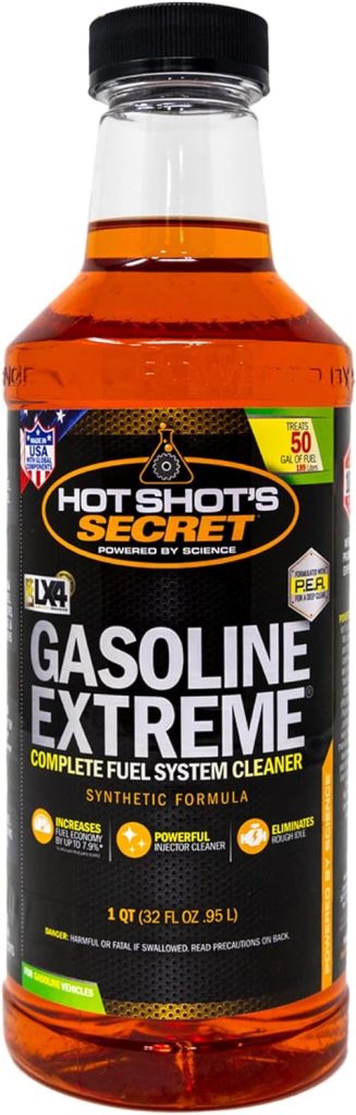 ‎Hot Shots Secret Gasoline Extreme – Concentrated One Tank Cleaner – Synthetic Formula – Fuel System Cleaner – Lubricates Engine Components – Increases Fuel Economy, Orange, 12.00 Fl Oz (Pack of 1)